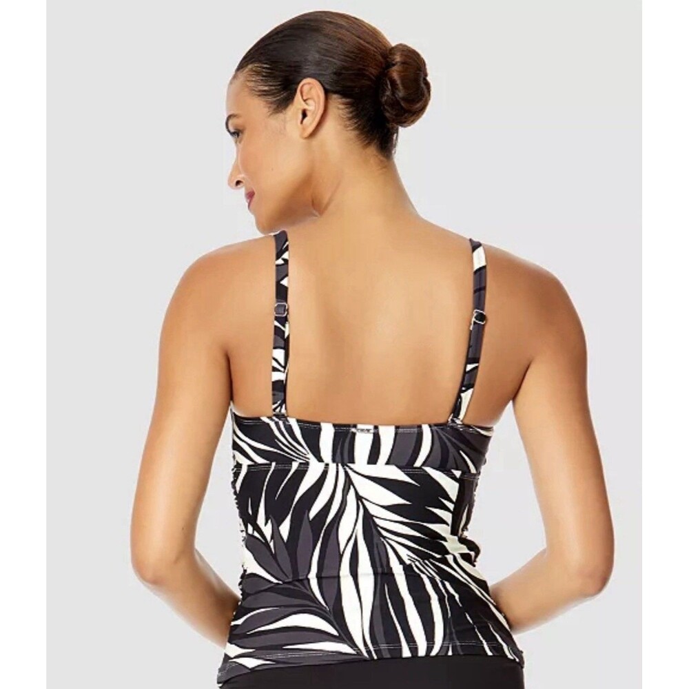 Anne Cole Underwire Print Draped Front Tankini Top & Swim Cover 38DD/40D $134 - Picture 3 of 5